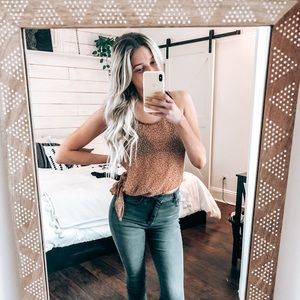 Sheer Rust Orange Tank with Side Tie